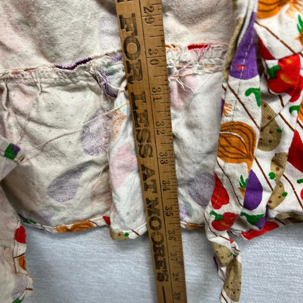 Vintage 70s PERLA MEYERS Apron‎ Maxi Garden Vegetables Homestead Retro Kitchen